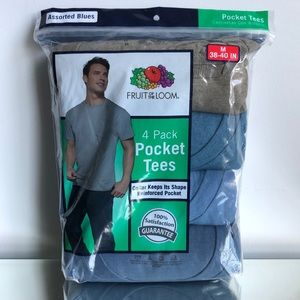 Fruit of the Loom 4 Pack Short Sleeve Pocket Tees